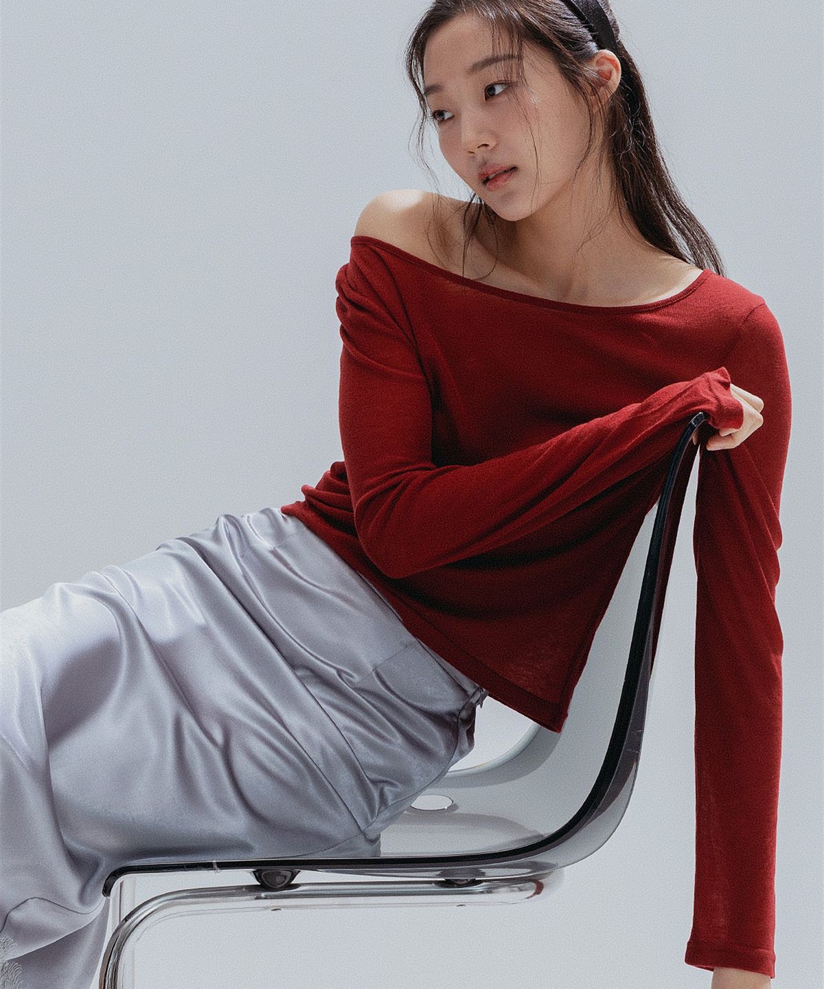 앤하츠(ANNEHEARTS) Wool Modal Slim Tee_RED