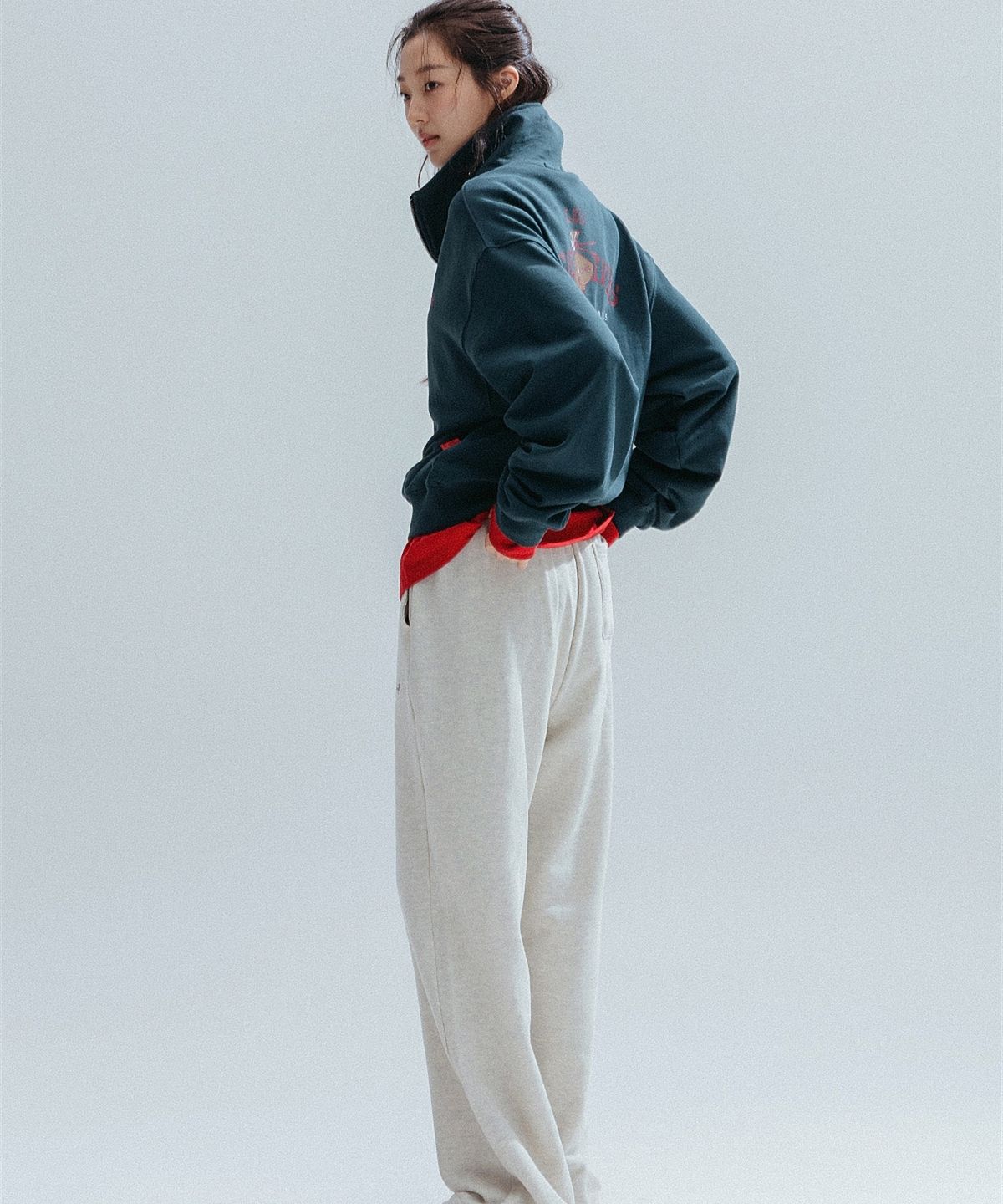 앤하츠(ANNEHEARTS) Wide String 2WAYS Sweatpants_OATMEAL