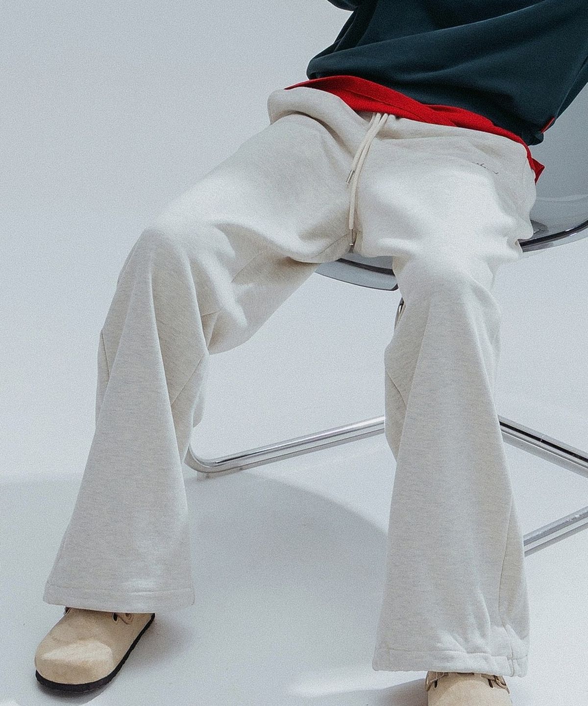 앤하츠(ANNEHEARTS) Wide String 2WAYS Sweatpants_OATMEAL