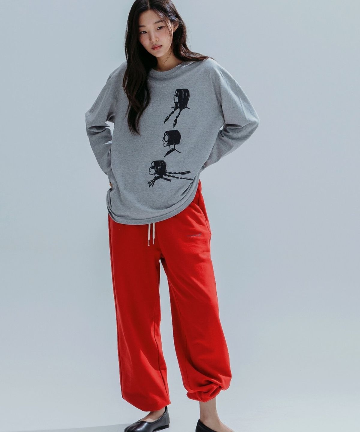 앤하츠(ANNEHEARTS) Wide String 2WAYS Sweatpants_RED