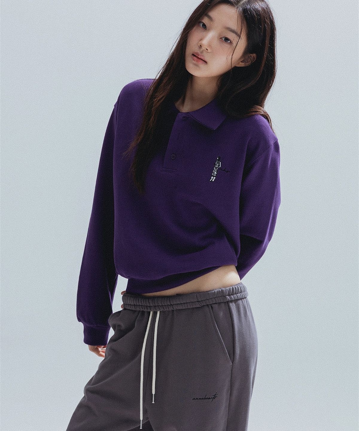 앤하츠(ANNEHEARTS) Wide String 2WAYS Sweatpants_CHARCOAL
