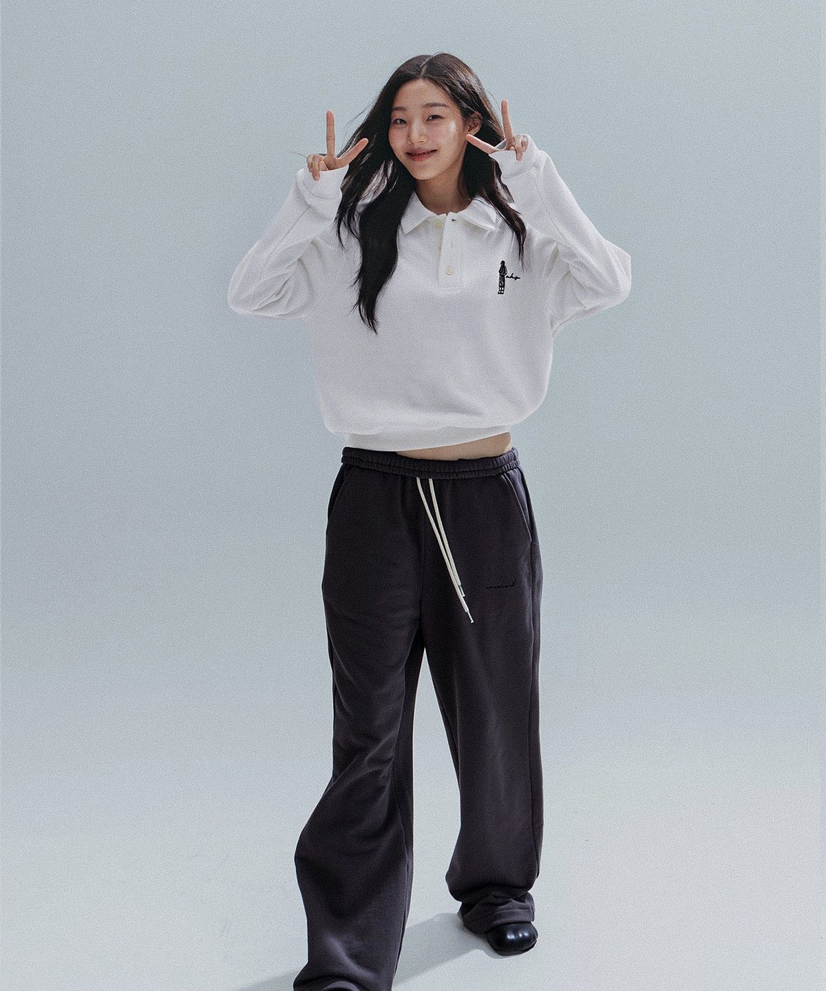 앤하츠(ANNEHEARTS) Wide String 2WAYS Sweatpants_BLACK