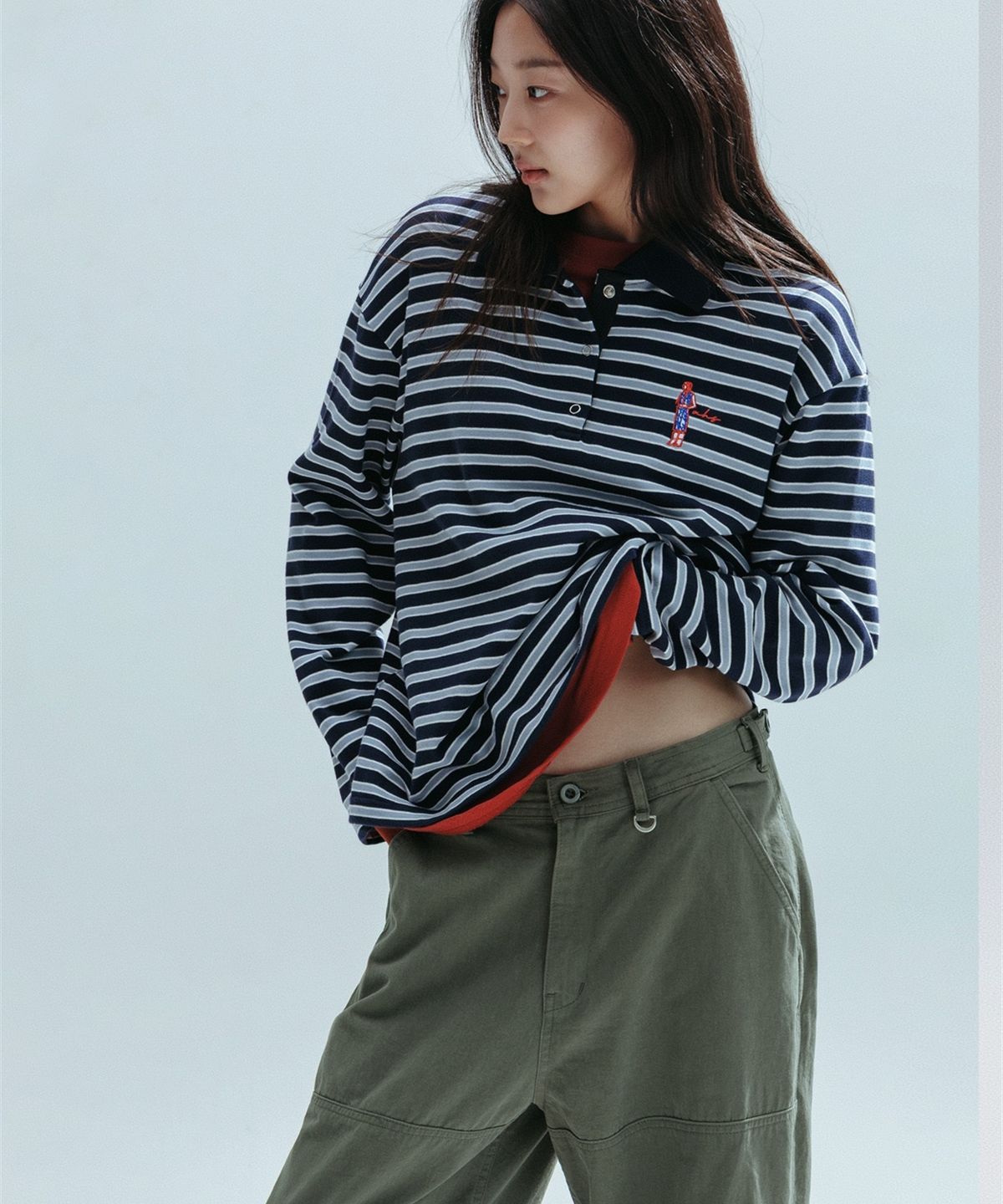 앤하츠(ANNEHEARTS) Panel Detail Wide Pants_KHAKI