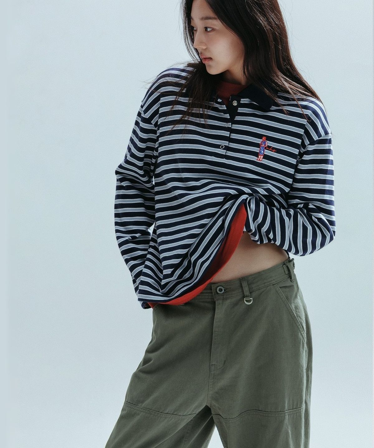 앤하츠(ANNEHEARTS) Panel Detail Wide Pants_KHAKI