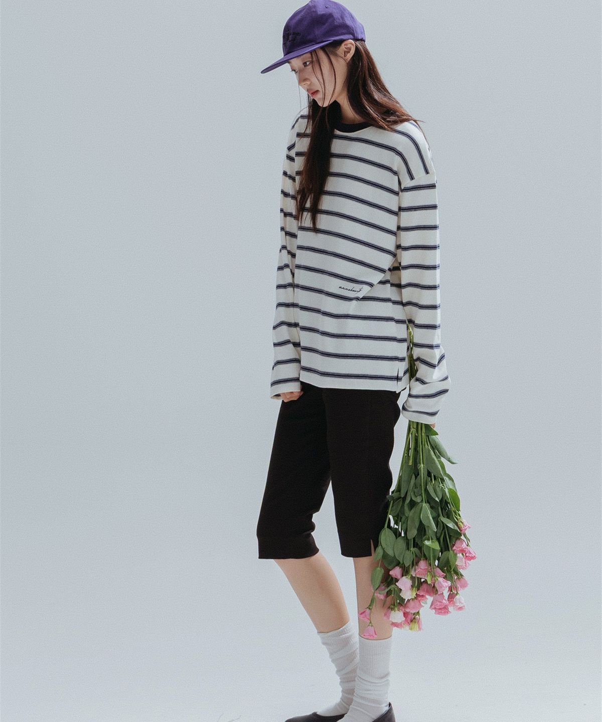 앤하츠(ANNEHEARTS) Round Neck Stripe Tee_IVORY