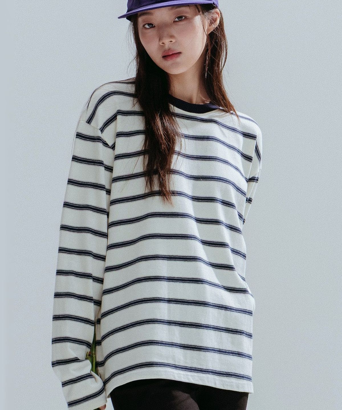 앤하츠(ANNEHEARTS) Round Neck Stripe Tee_IVORY