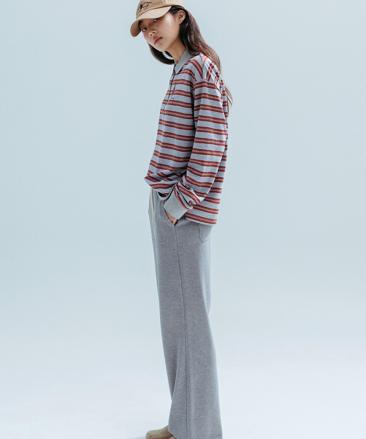 앤하츠(ANNEHEARTS) Soft Knit Wide Easy Pants_MELANGE
