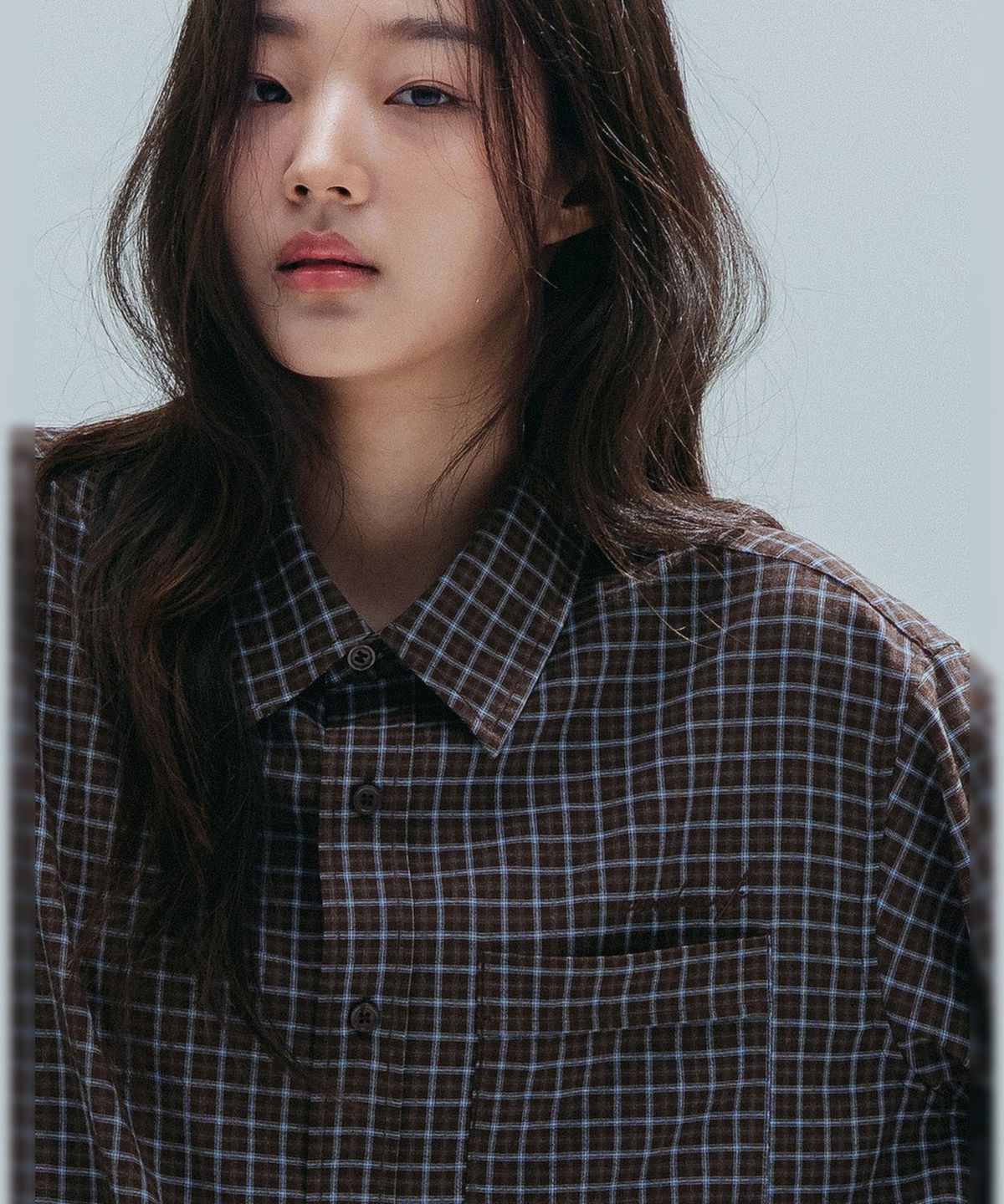 앤하츠(ANNEHEARTS) Drape Square Check Shirt_BROWN