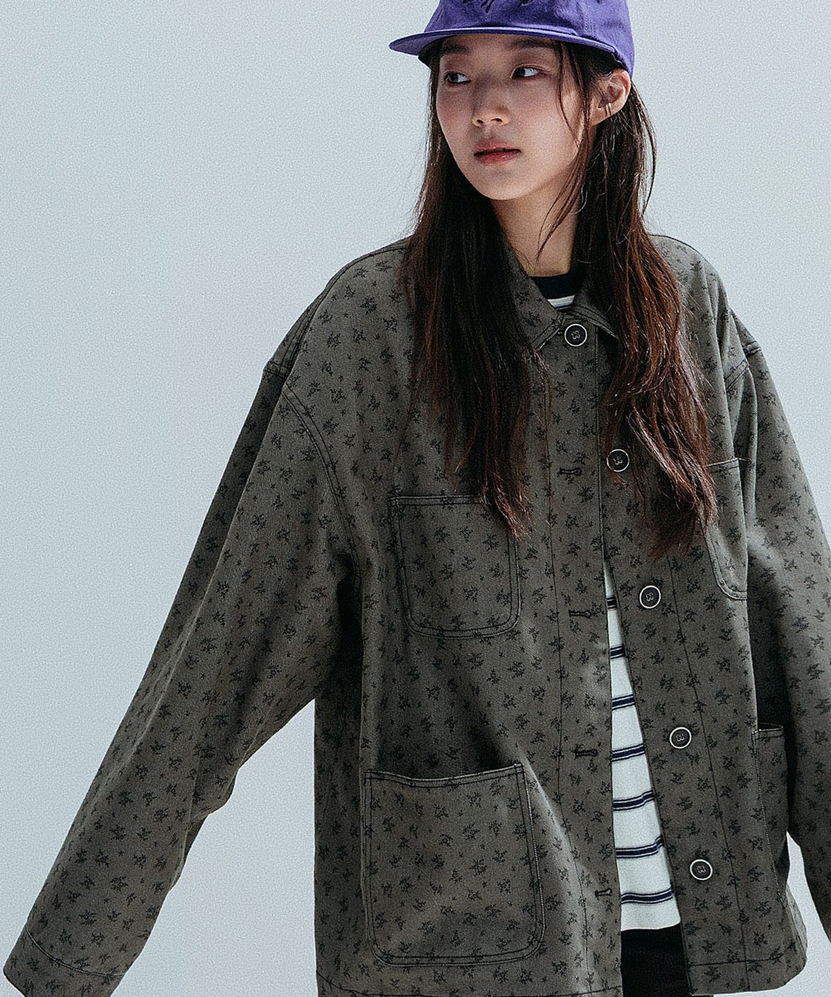 앤하츠(ANNEHEARTS) Vintage Floral Pocket Jacket_KHAKI