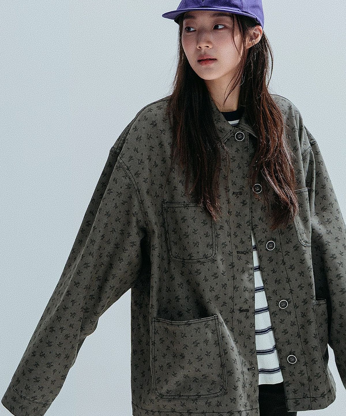 앤하츠(ANNEHEARTS) Vintage Floral Pocket Jacket_KHAKI
