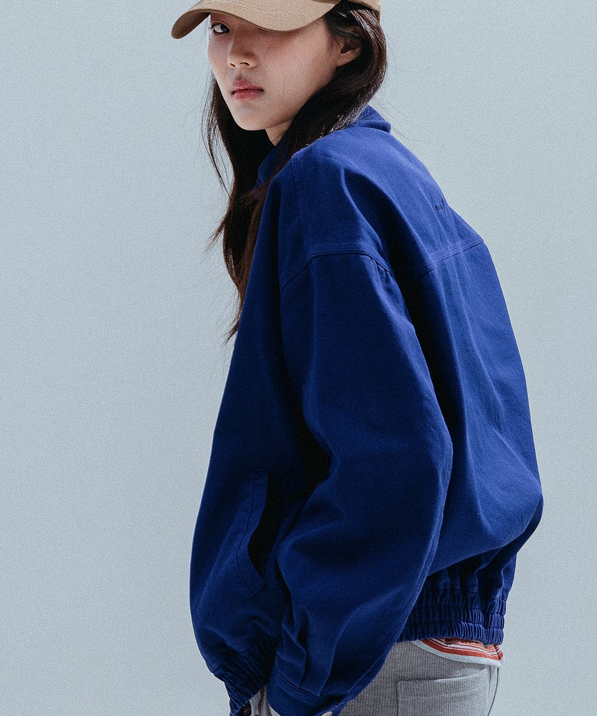 앤하츠(ANNEHEARTS) Washed High Neck Jacket_BLUE