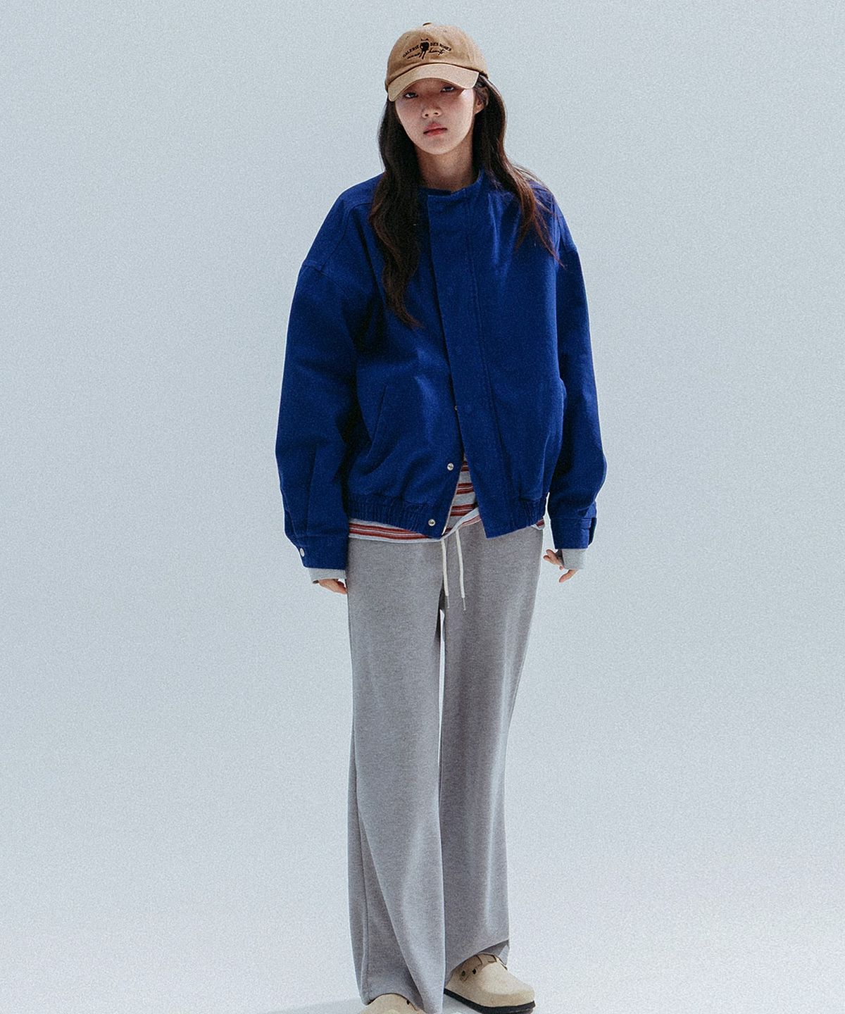 앤하츠(ANNEHEARTS) Washed High Neck Jacket_BLUE
