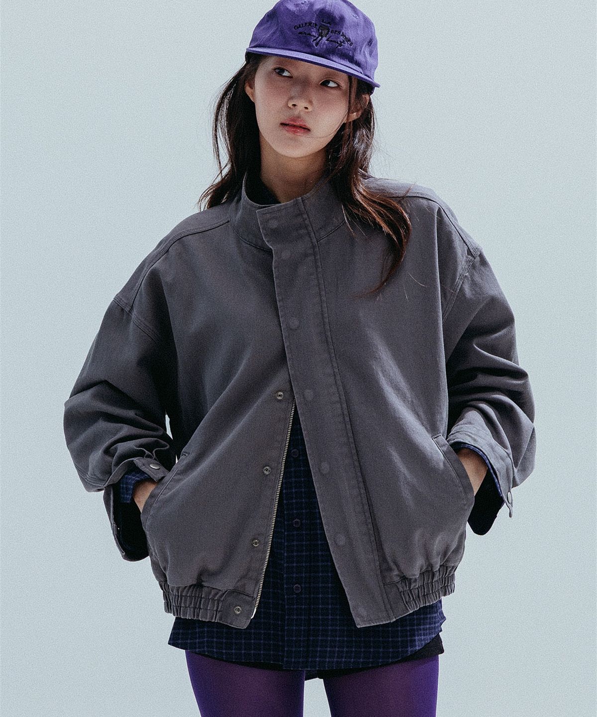 앤하츠(ANNEHEARTS) Washed High Neck Jacket_GRAY