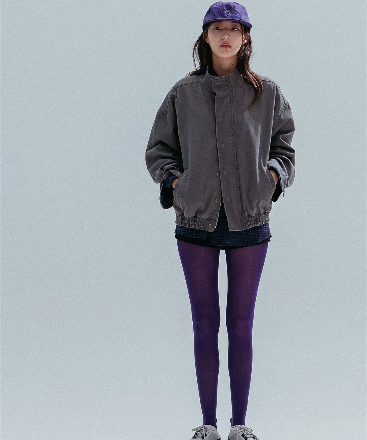 앤하츠(ANNEHEARTS) Washed High Neck Jacket_GRAY