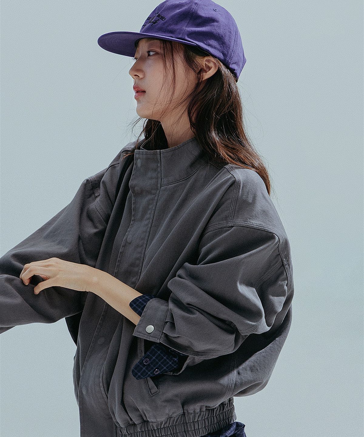 앤하츠(ANNEHEARTS) Washed High Neck Jacket_GRAY