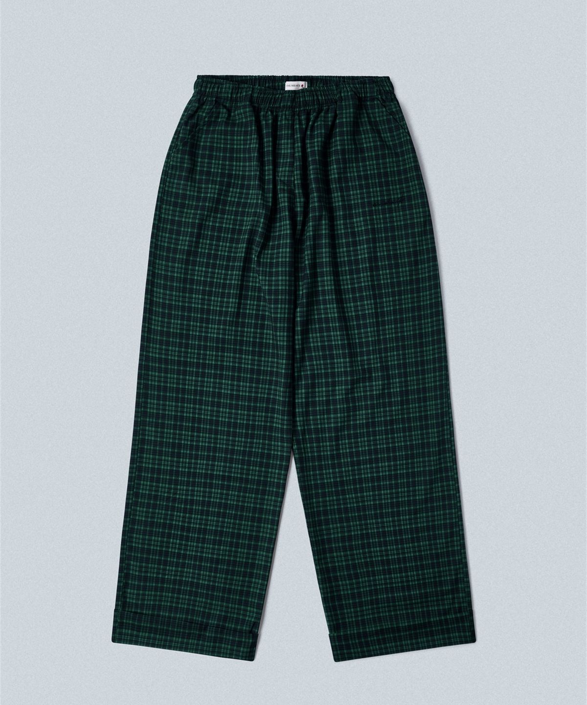 앤하츠(ANNEHEARTS) Glen Check Wide Easy Pants_GREEN