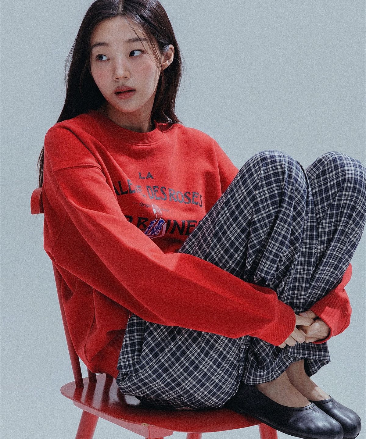 앤하츠(ANNEHEARTS) Glen Check Wide Easy Pants_NAVY