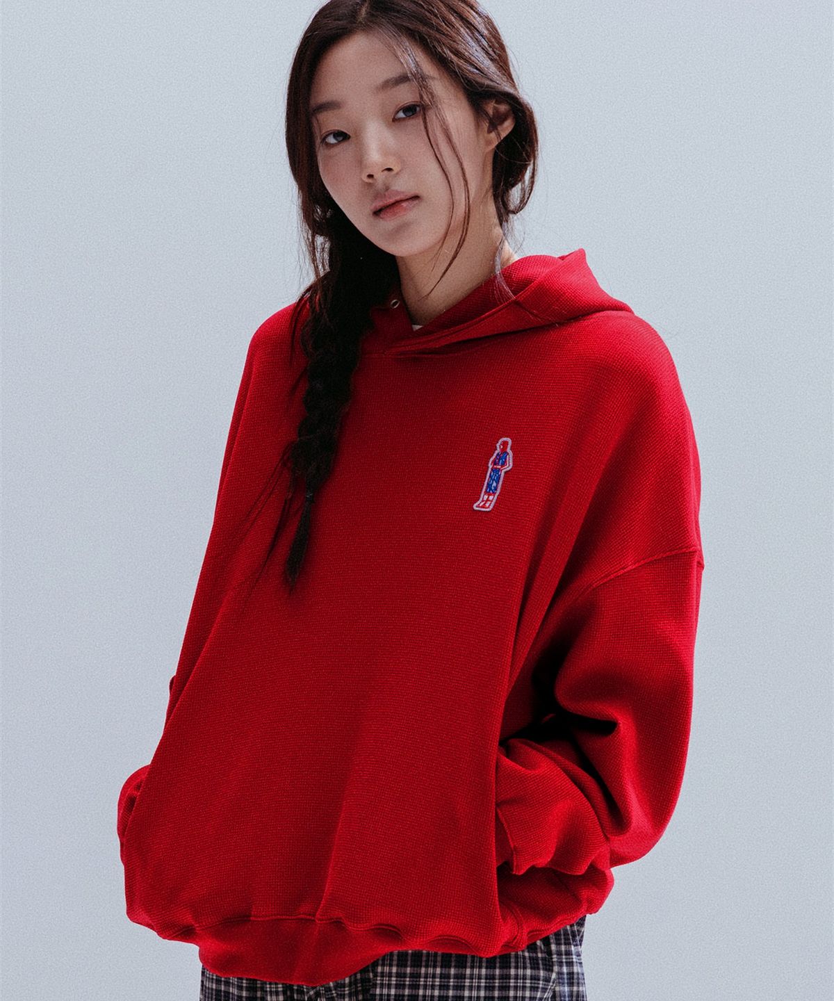 앤하츠(ANNEHEARTS) Waffle Volume Hoodie_RED