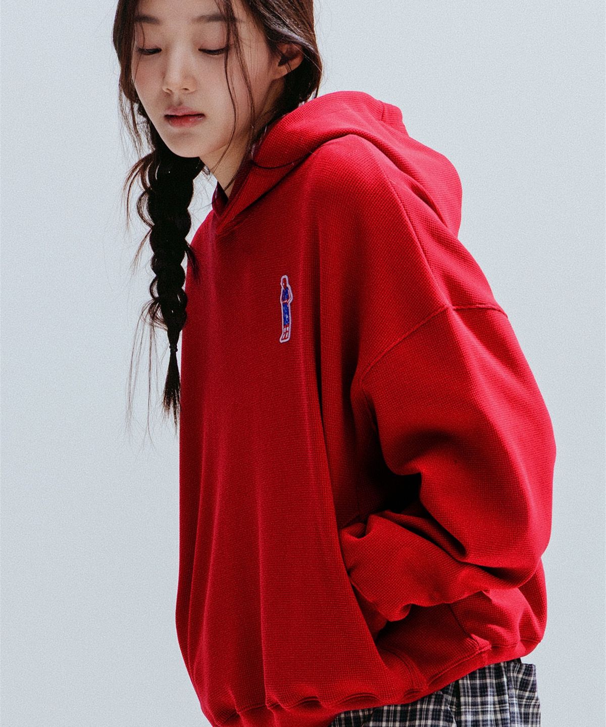 앤하츠(ANNEHEARTS) Waffle Volume Hoodie_RED