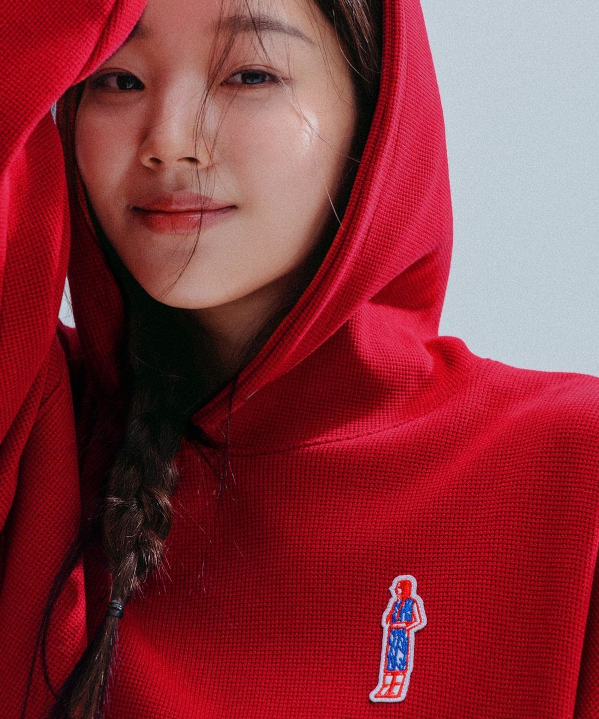 앤하츠(ANNEHEARTS) Waffle Volume Hoodie_RED