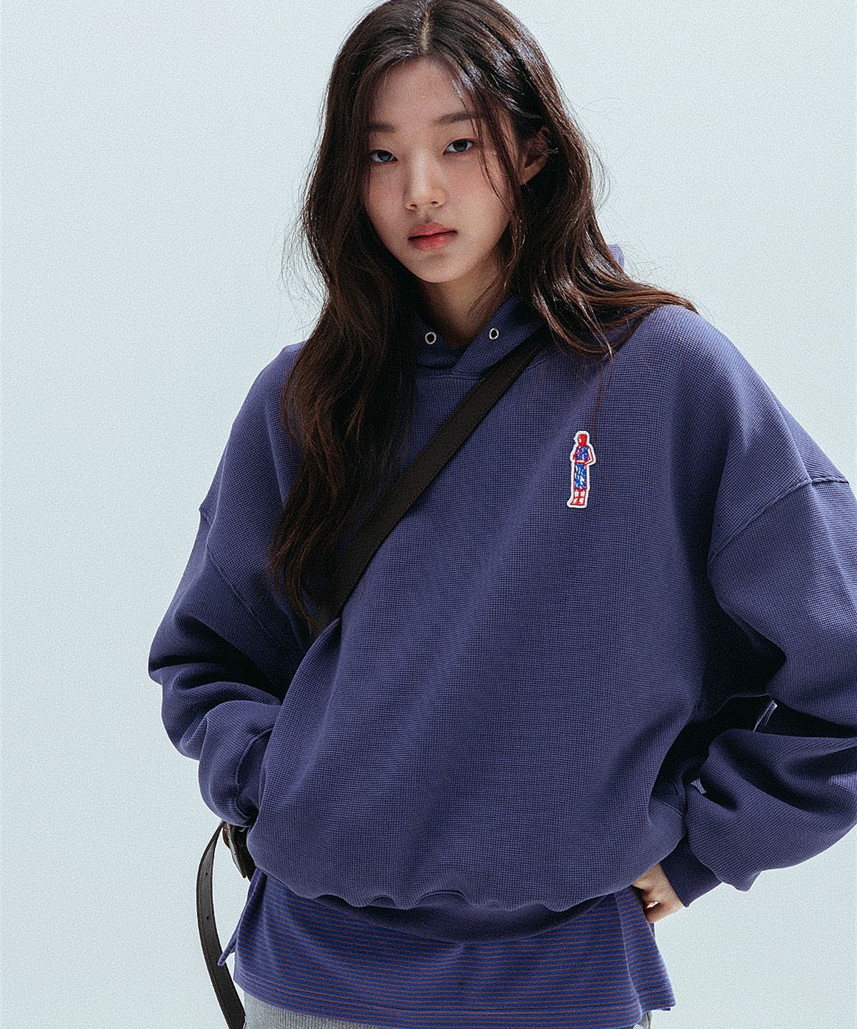 앤하츠(ANNEHEARTS) Waffle Volume Hoodie_VINTAGEPURPLE
