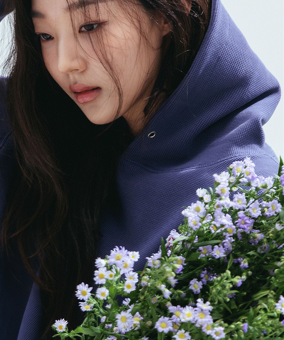 앤하츠(ANNEHEARTS) Waffle Volume Hoodie_VINTAGEPURPLE