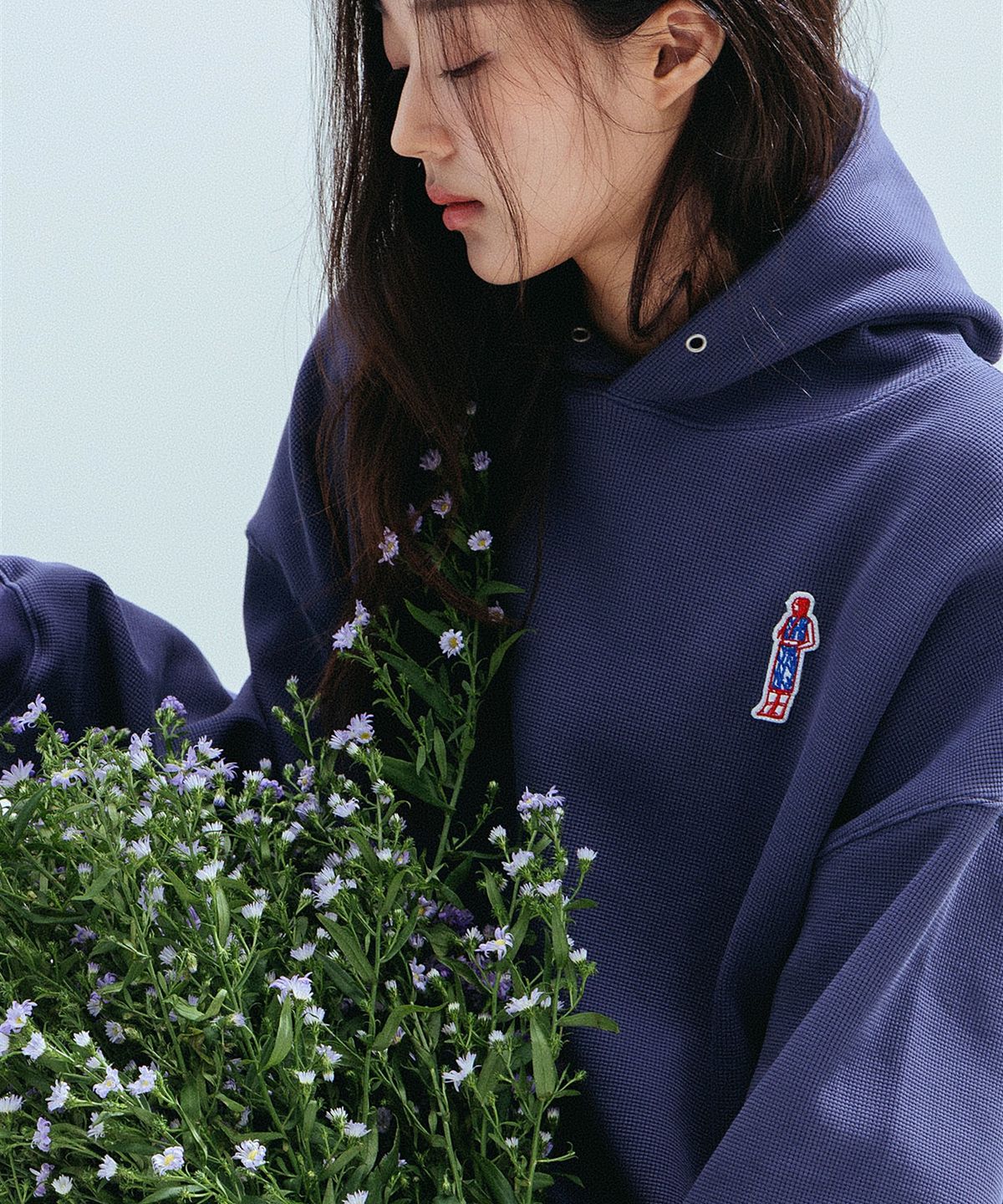 앤하츠(ANNEHEARTS) Waffle Volume Hoodie_VINTAGEPURPLE