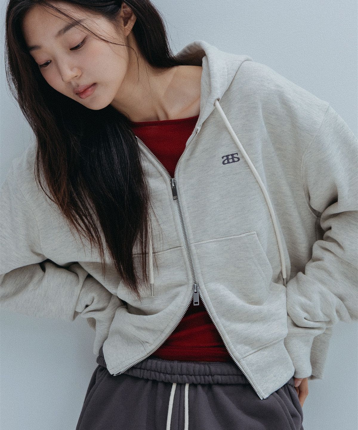 앤하츠(ANNEHEARTS) French Muse Zip-Up Hoodie_OATMEAL