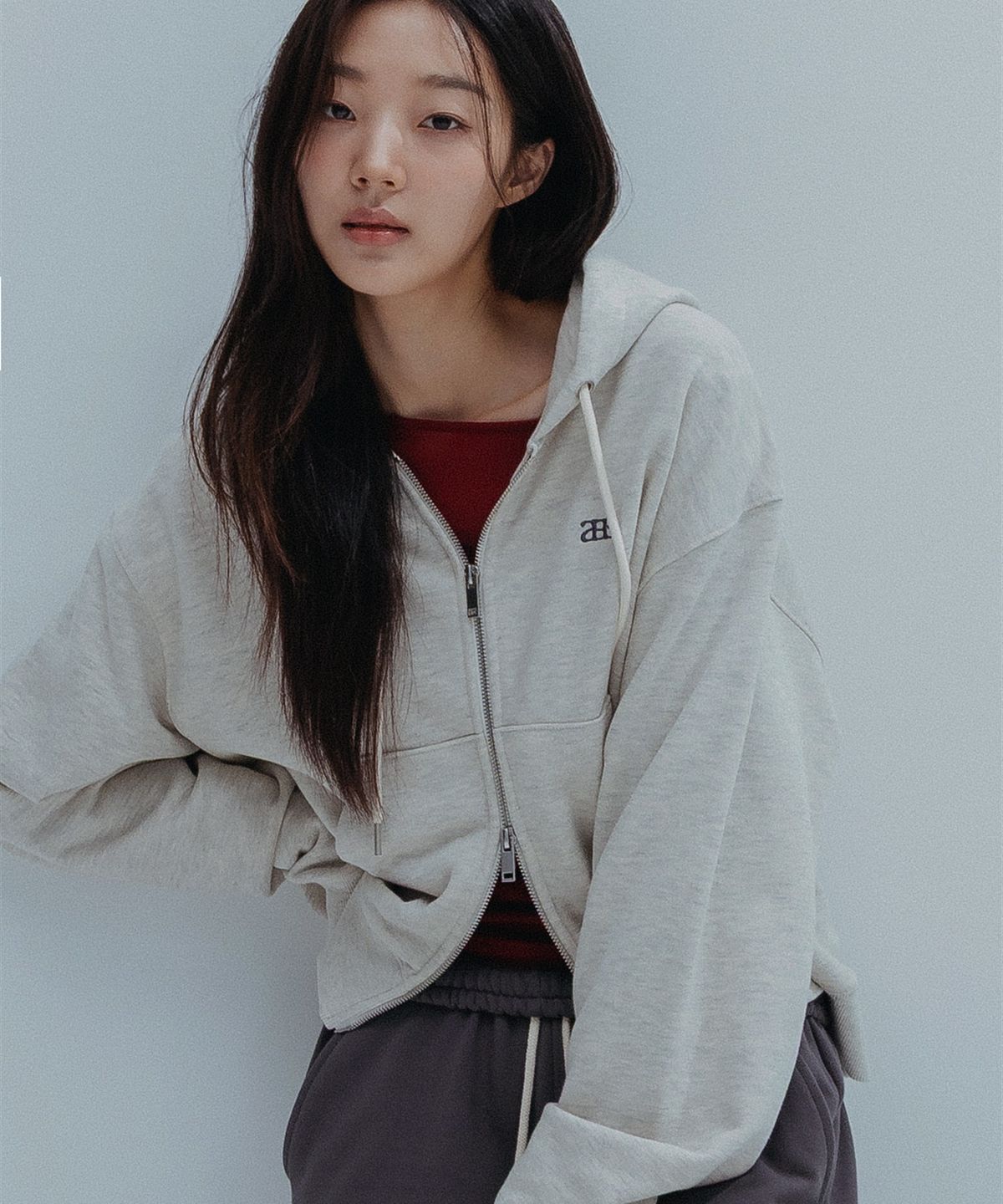 앤하츠(ANNEHEARTS) French Muse Zip-Up Hoodie_OATMEAL