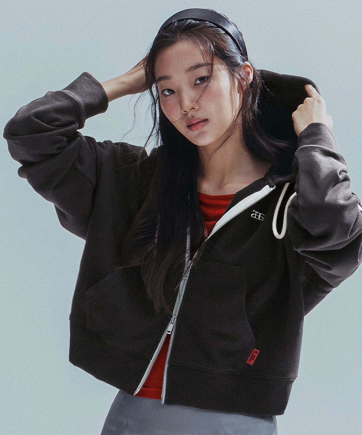 앤하츠(ANNEHEARTS) French Muse Zip-Up Hoodie_CHARCOAL