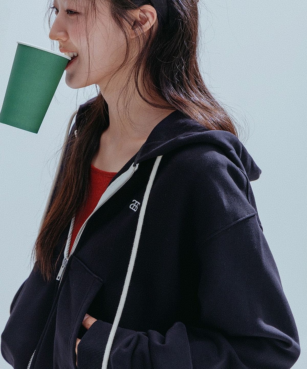 앤하츠(ANNEHEARTS) French Muse Zip-Up Hoodie_BLACK