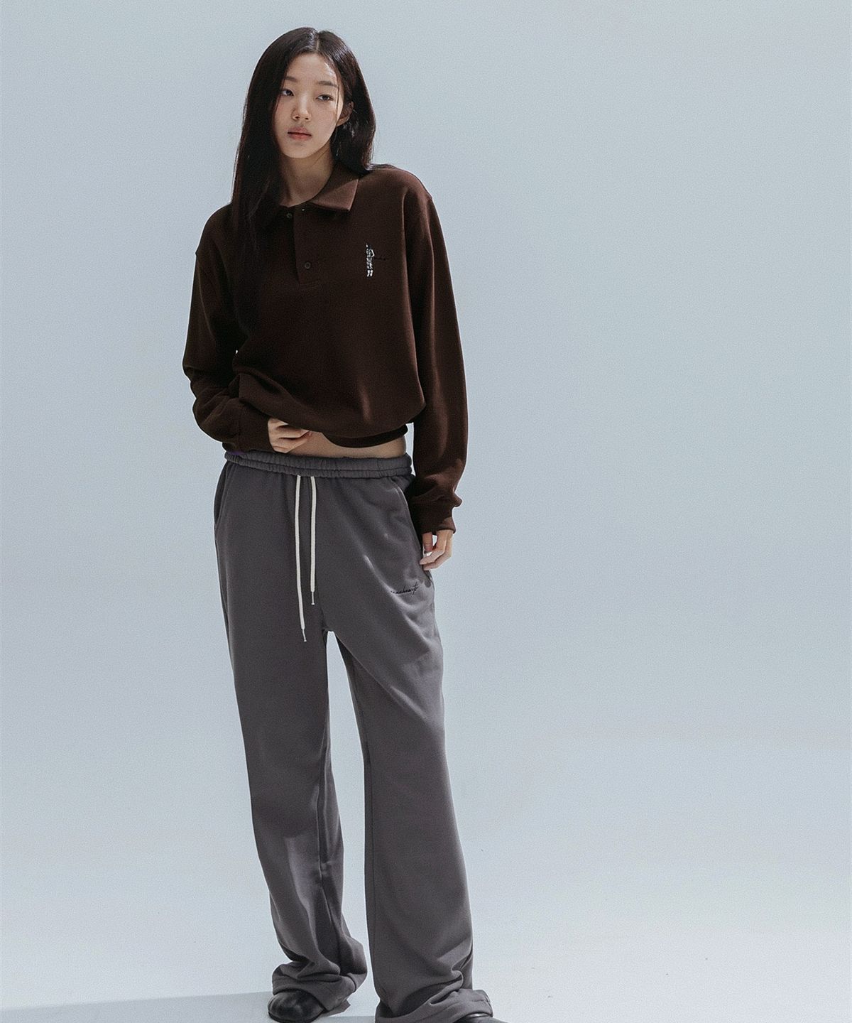 앤하츠(ANNEHEARTS) Color Block PK Sweatshirt_BROWN