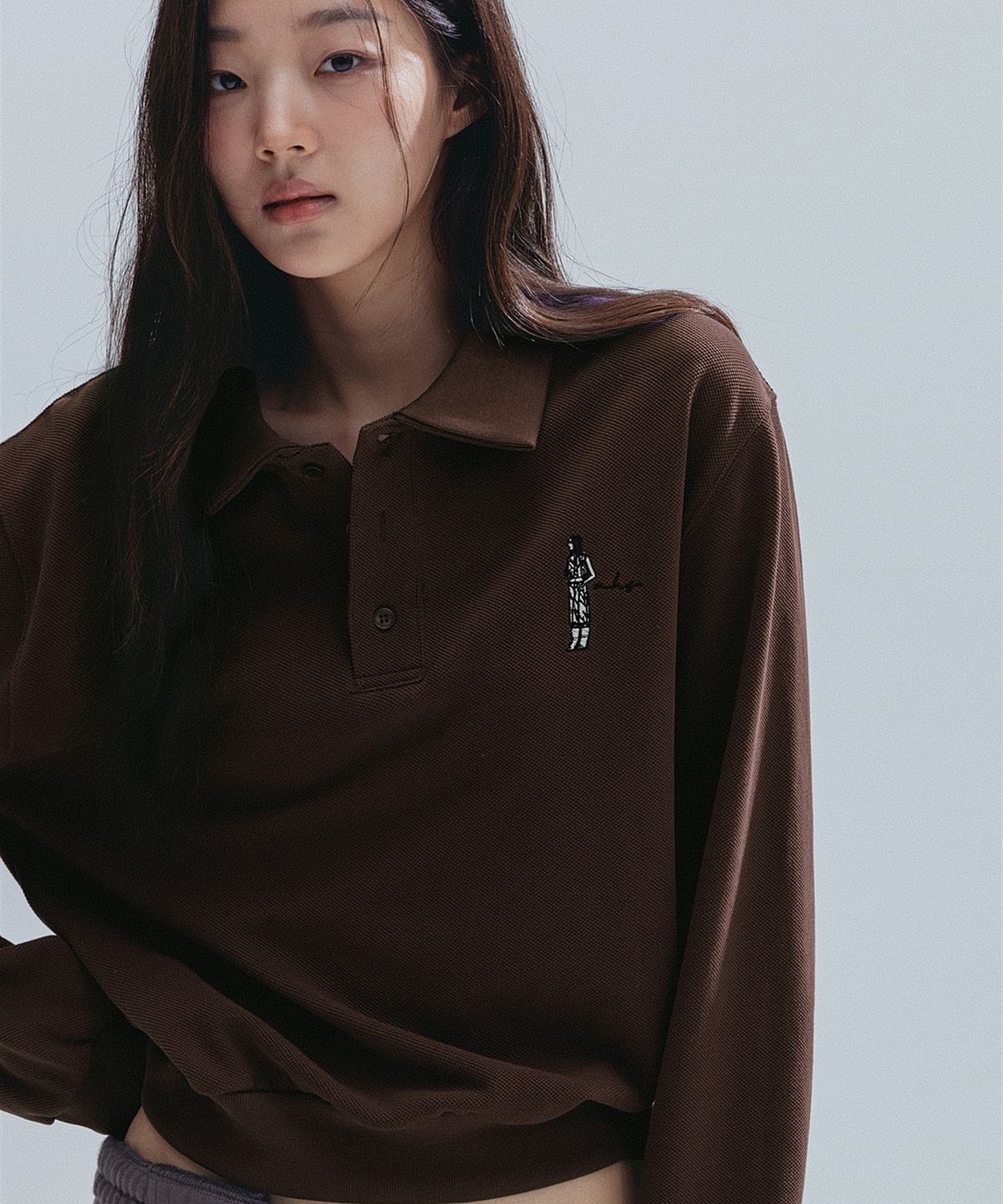 앤하츠(ANNEHEARTS) Color Block PK Sweatshirt_BROWN