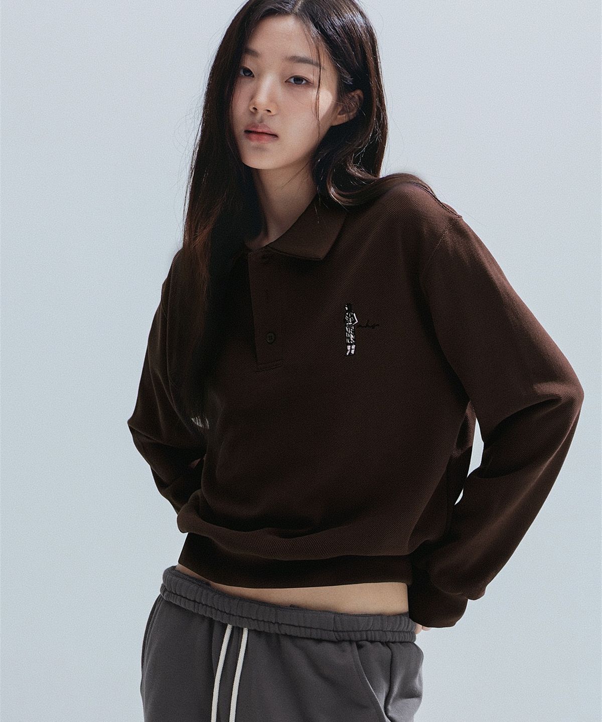 앤하츠(ANNEHEARTS) Color Block PK Sweatshirt_BROWN