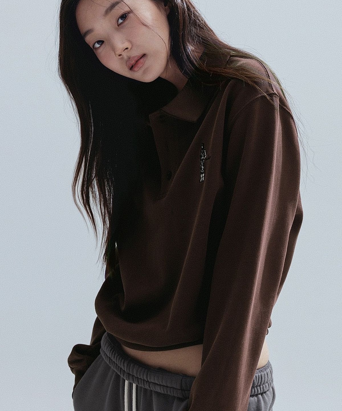 앤하츠(ANNEHEARTS) Color Block PK Sweatshirt_BROWN