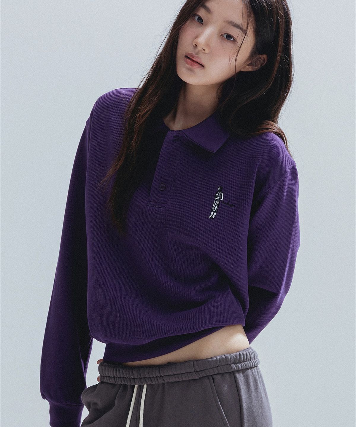 앤하츠(ANNEHEARTS) Color Block PK Sweatshirt_PURPLE