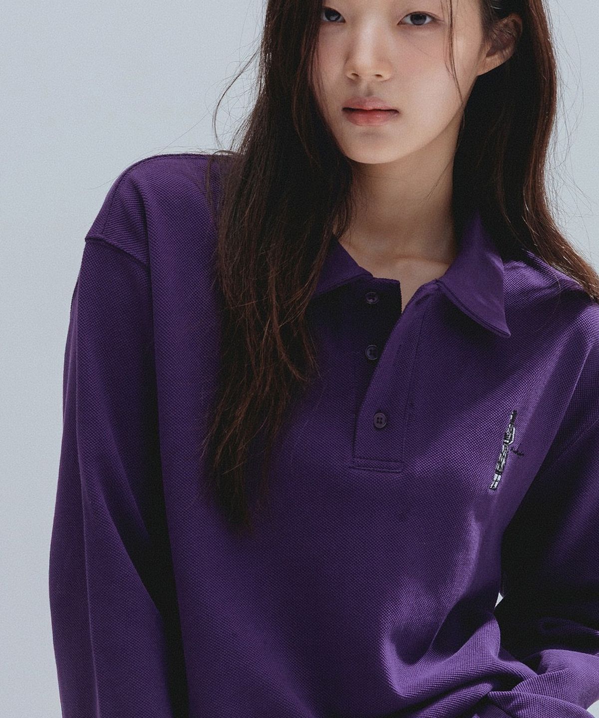 앤하츠(ANNEHEARTS) Color Block PK Sweatshirt_PURPLE