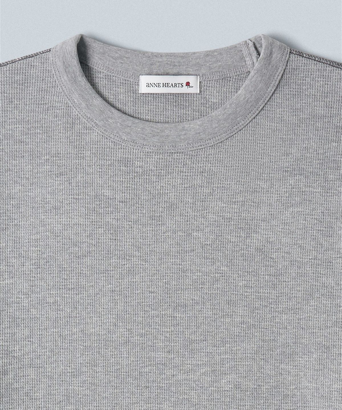 앤하츠(ANNEHEARTS) Waffle Round Hem Tee_GRAY