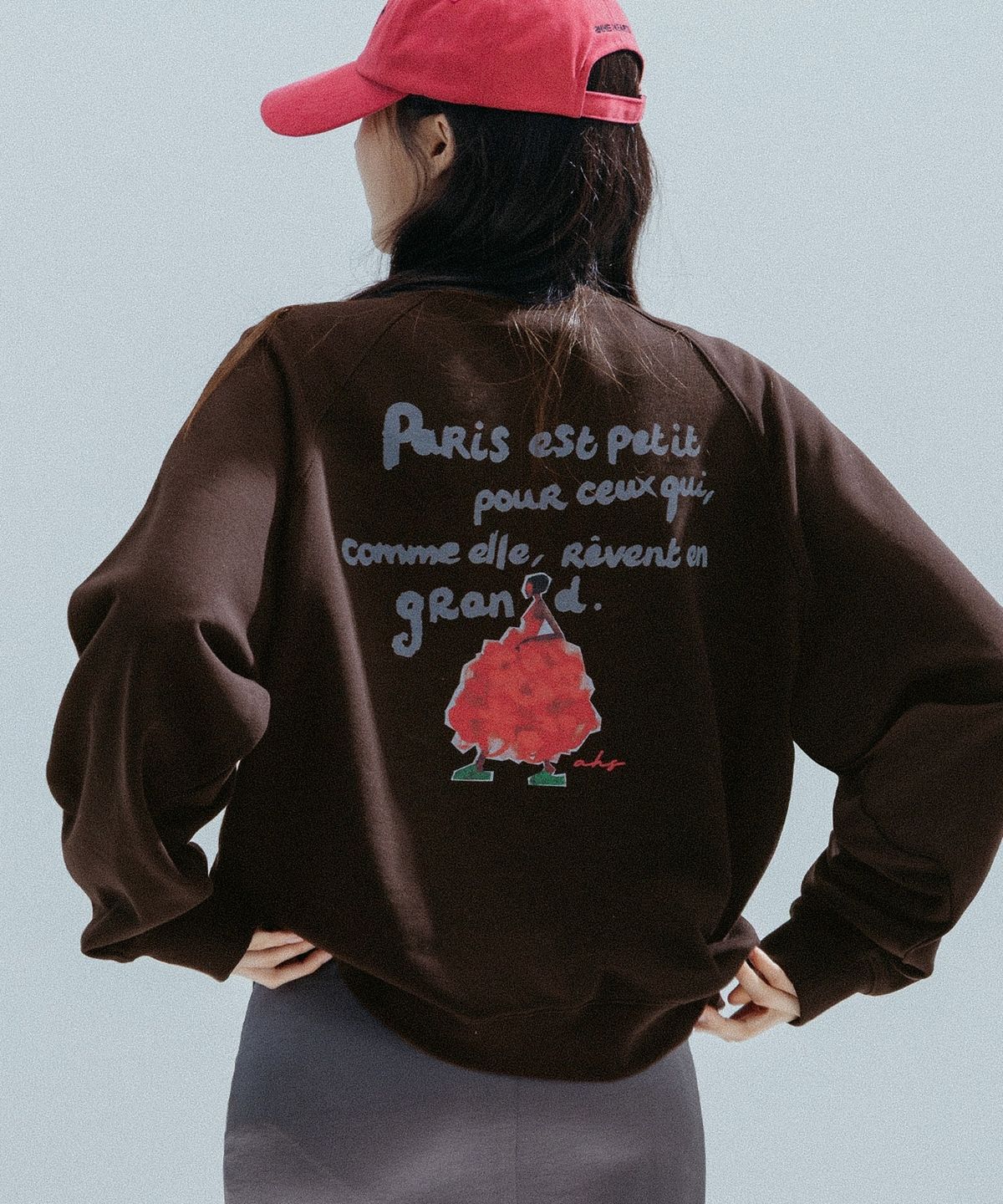 앤하츠(ANNEHEARTS) Floral Muse Raglan Sweatshirt_BROWN