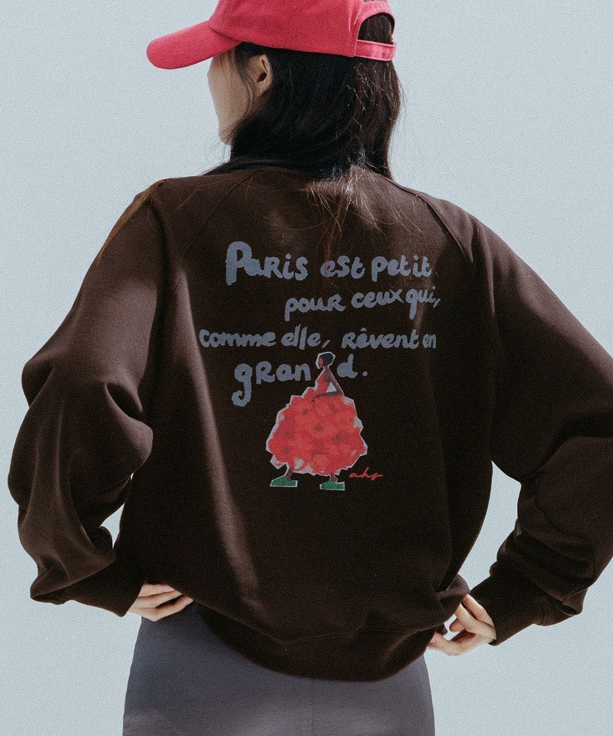 앤하츠(ANNEHEARTS) Floral Muse Raglan Sweatshirt_BROWN