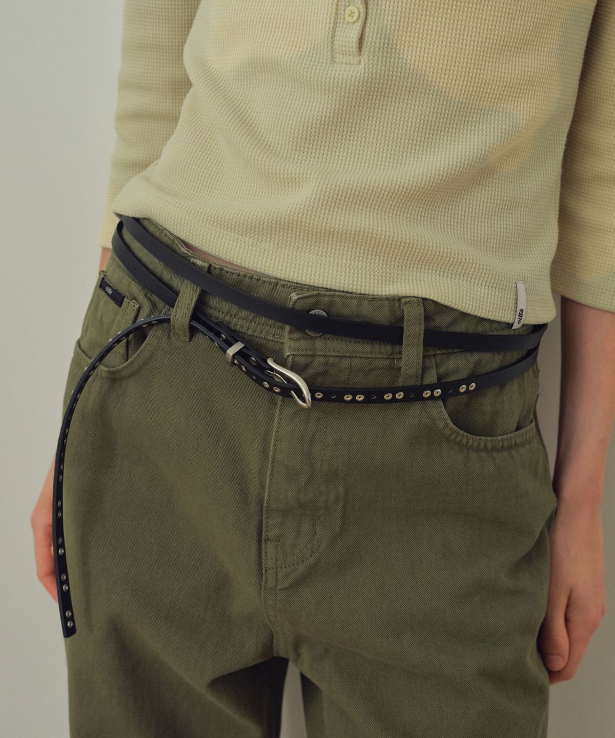 씨타(CITTA) Double-Wrap Slim Studded Belt_CTA961(Black)
