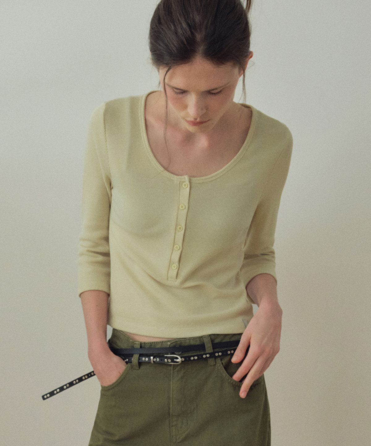씨타(CITTA) Double-Wrap Slim Studded Belt_CTA961(Black)