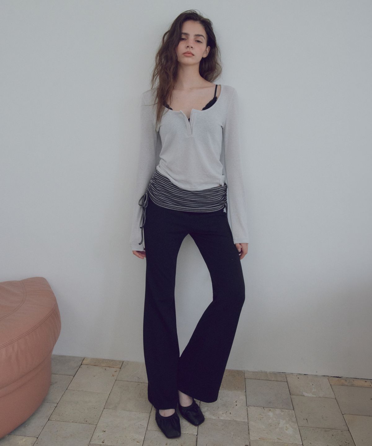 씨타(CITTA) Essential Stripe Foldover Bootcut Pants_CTB588(Black)
