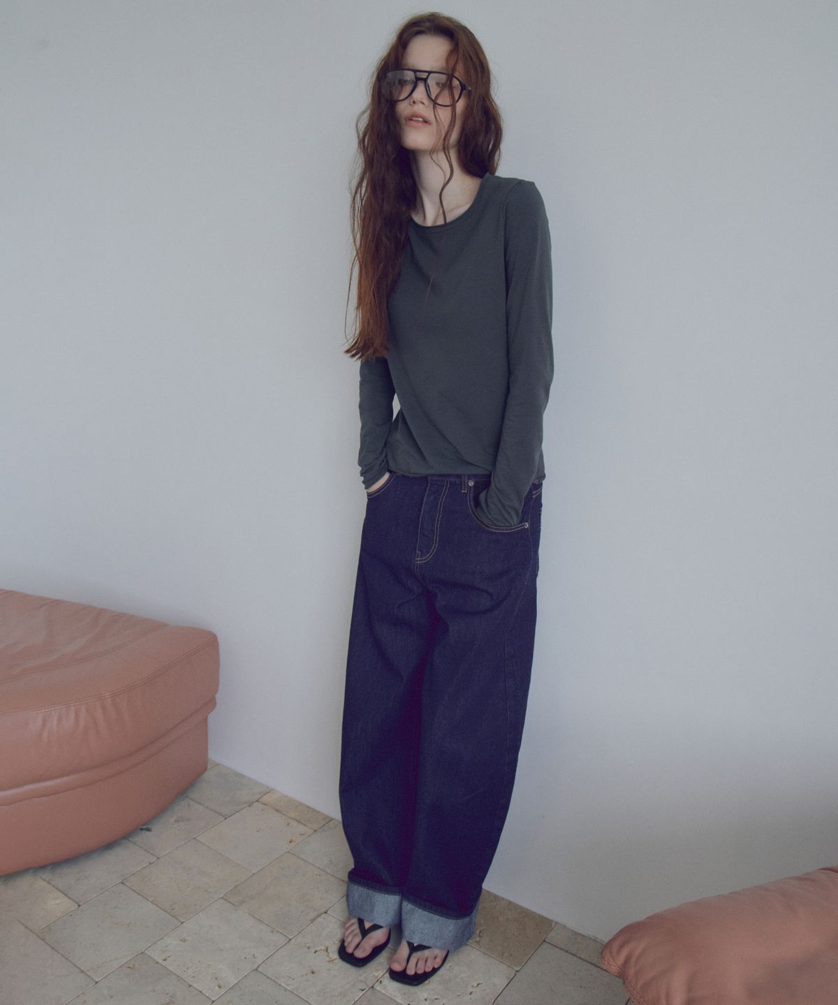씨타(CITTA) Roll-Up Barrel Denim Pants_CTD434(Indigo)