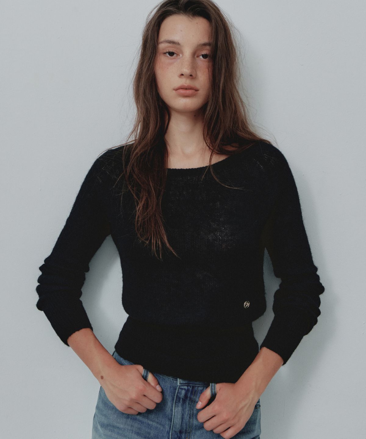 씨타(CITTA) Cloudy Hairy Boat Neck Knit_CTK284(Black)
