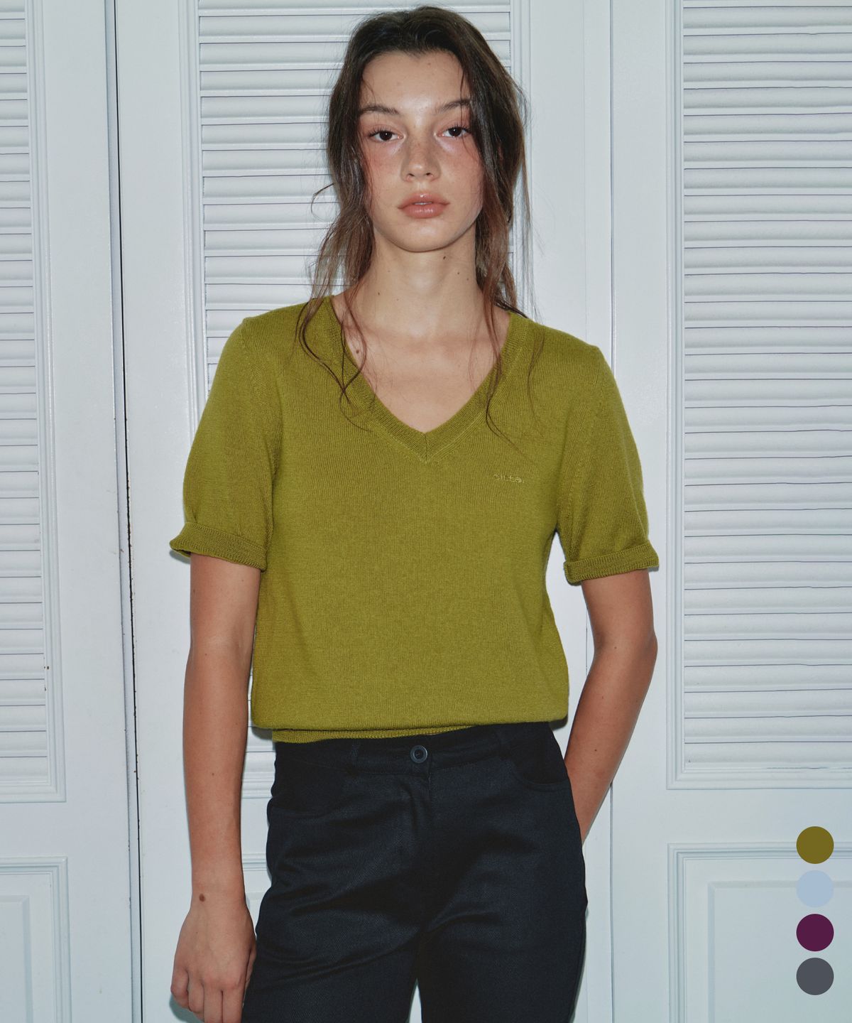 씨타(CITTA) Wool V-neck Short Sleeve Knit_CTK288(4color)