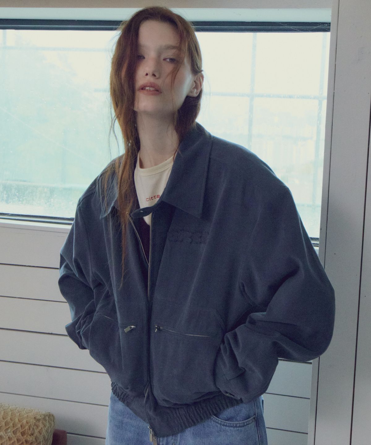 씨타(CITTA) Soft Touch Cotton Zip Pocket Blouson_CTO161(Deep Blue)