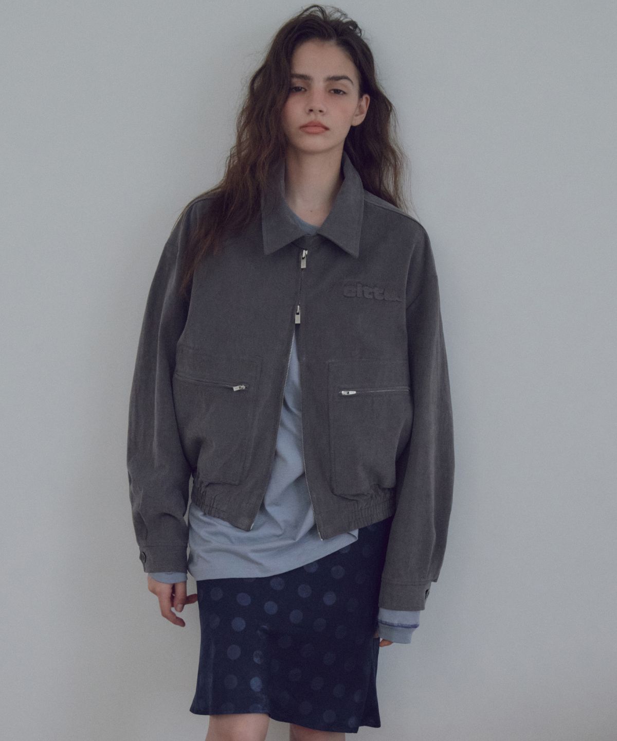 씨타(CITTA) Soft Touch Cotton Zip Pocket Blouson_CTO161(Charcoal)