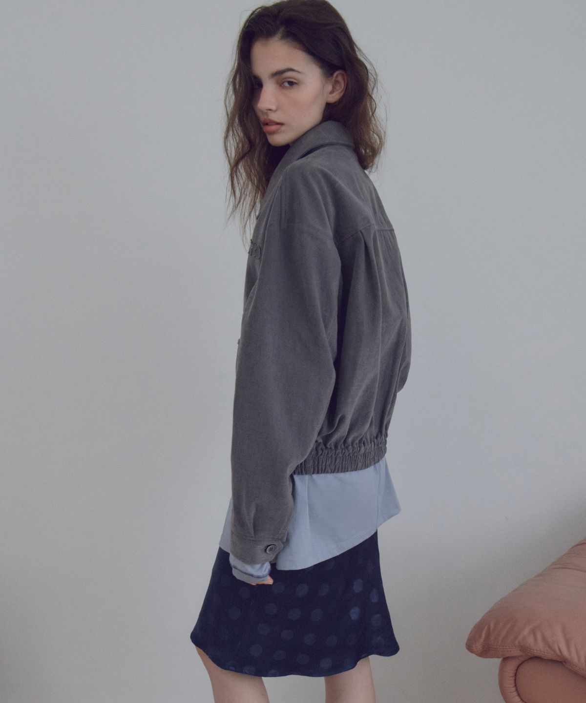 씨타(CITTA) Soft Touch Cotton Zip Pocket Blouson_CTO161(Charcoal)