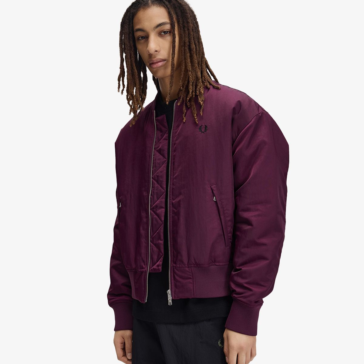프레드페리(FRED PERRY) [Sport] 퀼티드 테니스 보머 재킷 - 플럼 AFPM2G33318-37C